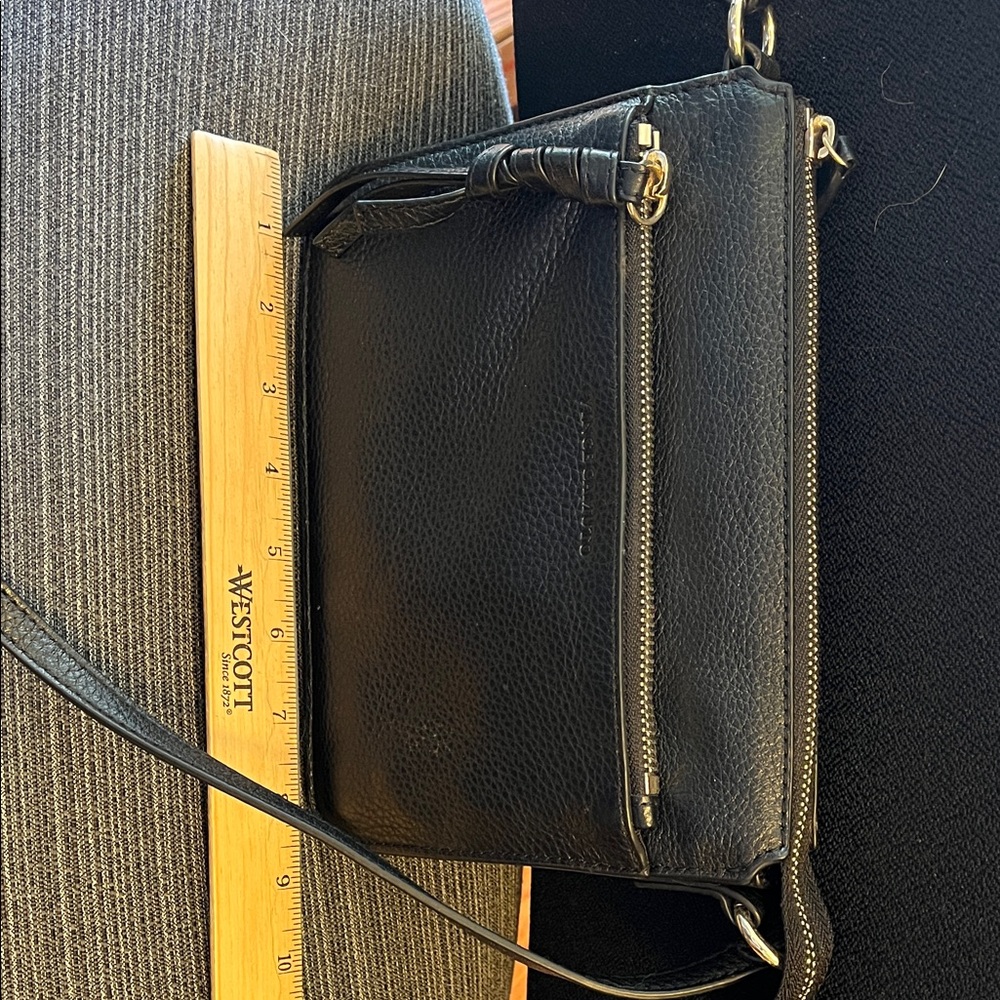 Vince Camuto Black Pebbled Leather Crossbody with Tassel